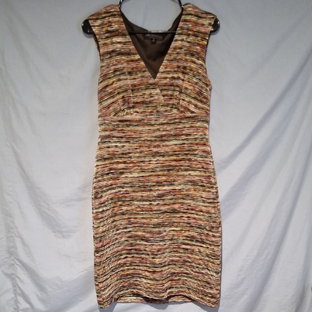 Connected Apparel Women's Multicolored Textured Midi Dress Size 10